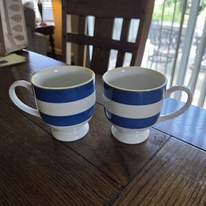 West Elm Footed Striped 8oz Mugs (2)